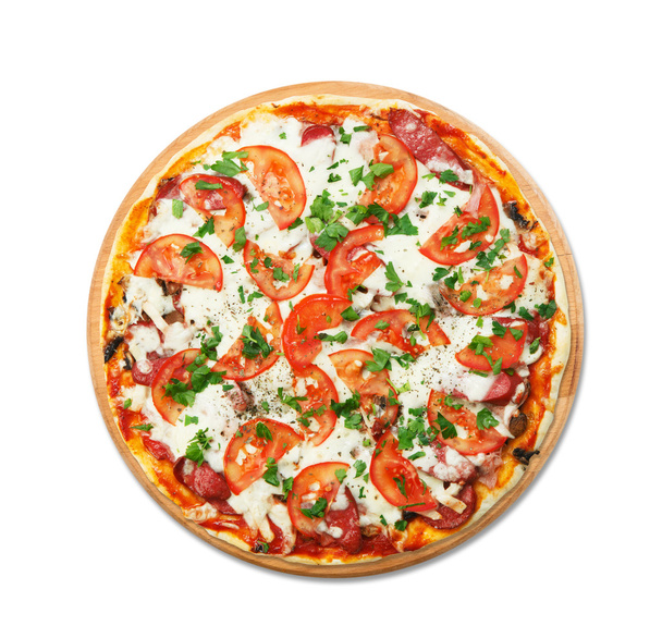 Délicieuse pizza aux champignons et saucisses fumées
 - Photo, image