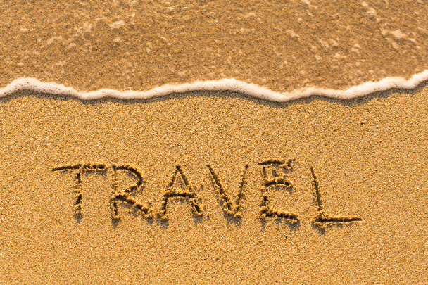 Travel word on sand - Foto, Imagem