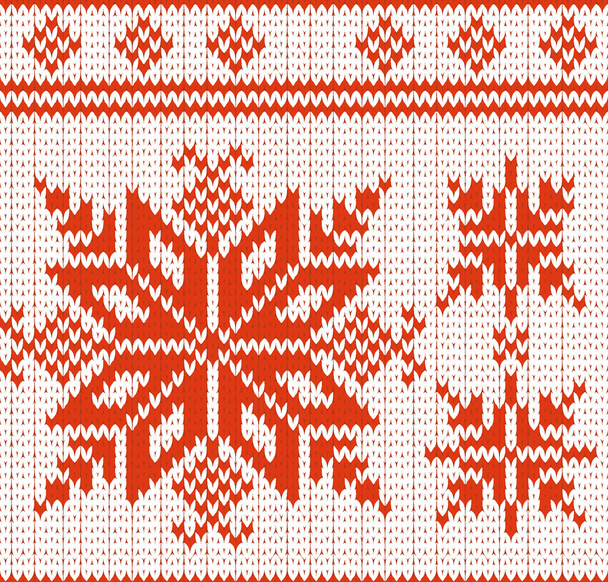 pattern of a seamless red and white knitted background - Вектор, зображення