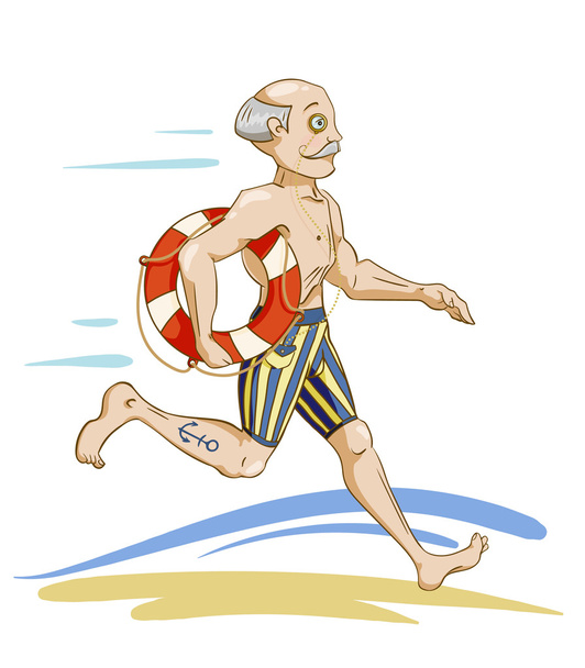 Бегущий человек с lifebuoy
 - Вектор,изображение
