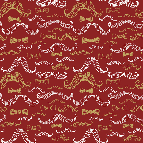 Bow Tie and Moustache Seamless Pattern. Vector illustration - Вектор, зображення
