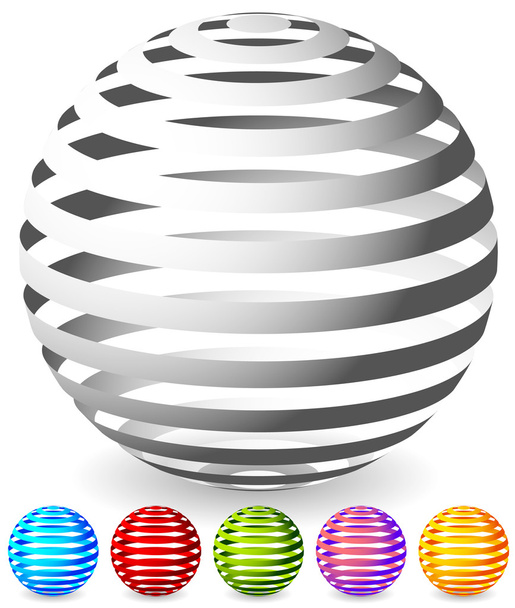 abstract striped spheres set - Vector, Image