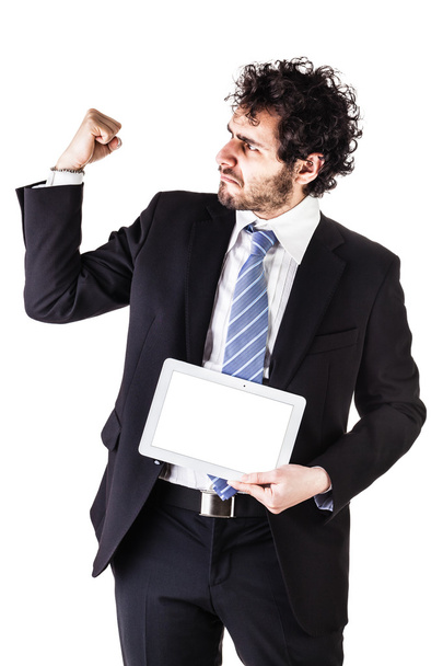 strong businessman with tablet - Foto, afbeelding