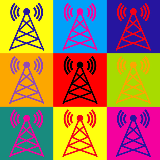 Antenne teken. Pop-art stijl iconen set - Vector, afbeelding