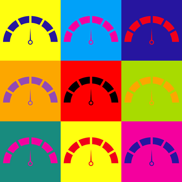 Segnale del tachimetro. Set di icone in stile pop-art
 - Vettoriali, immagini