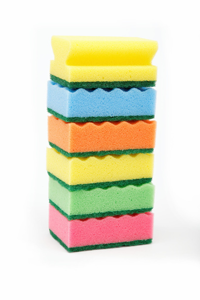Stack of cleaning sponges on a white background. - Foto, immagini
