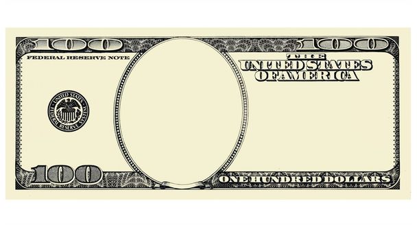100 Dollar Bill Frente con copyspace, aislado para el diseño
 - Foto, Imagen