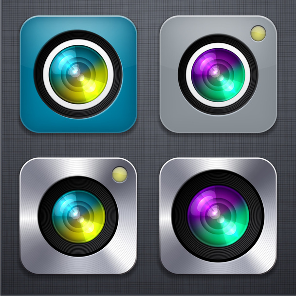 Square modern camera app icons. - Vektor, obrázek