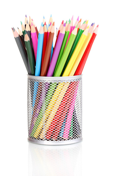Color pencils in glass isolated on white - Valokuva, kuva