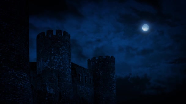 Burgmauer bei Vollmond - Filmmaterial, Video