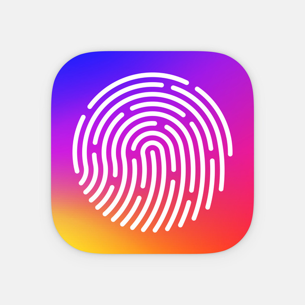 ID App icon template. Fingerprint vector illustration. Mobile application icon. Vector colorful id icon - Vector, Image