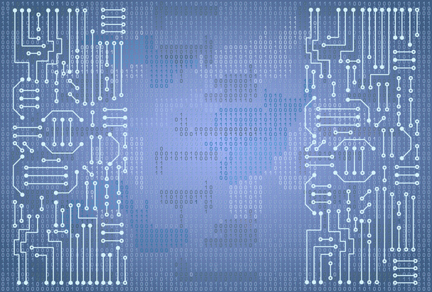 Electronic circuit and  binary code - Vektör, Görsel