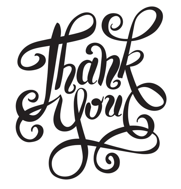 black and white thank you handwritten lettering inscription - Vector, Image