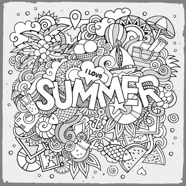 Doodles abstract decorative summer background - Vector, Image