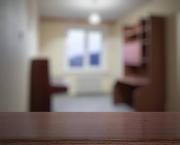 Ciemnobrązowe drewniane biurko - Zdjęcie, obraz