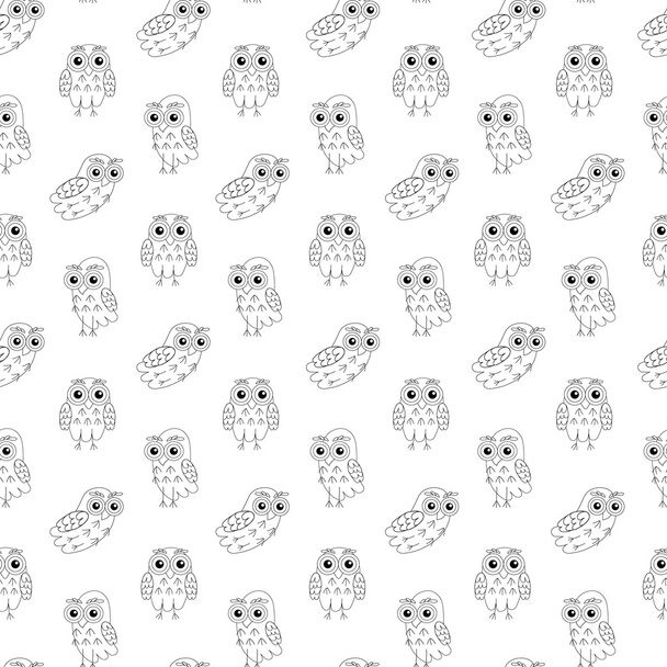 Owl vector seamless pattern. - Vektor, Bild