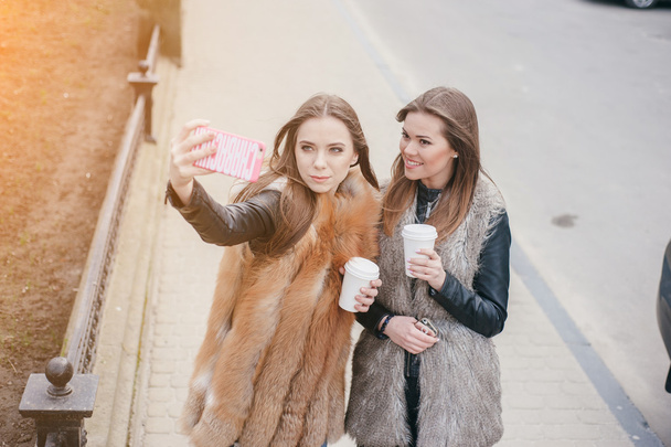 young models in fur coats - Photo, Image