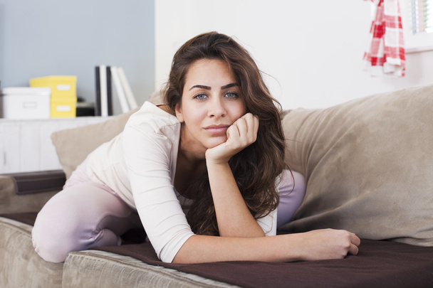 Woman Sitting on Couch - Photo, image