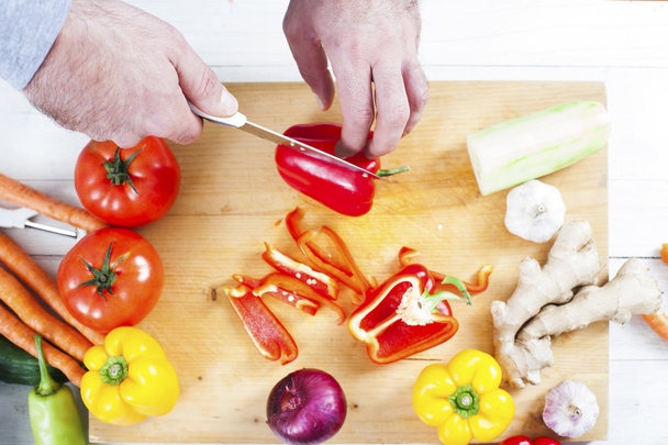 Chef preparing fresh organic food - Photo, Image