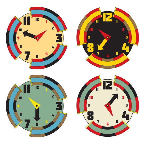 Set of color clocks. Face clock modern design. Vector eps10 illu - Vektor, kép