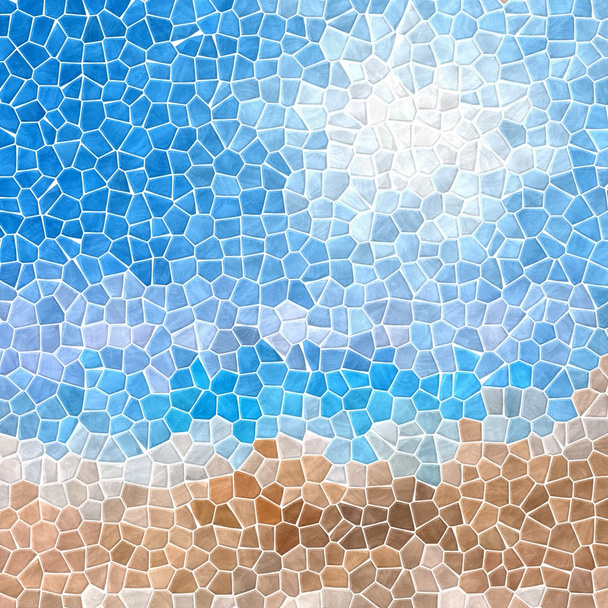 beyaz harç ile kum plaj desen doku arka plan üzerinde mozaik mavi gökyüzü - Fotoğraf, Görsel