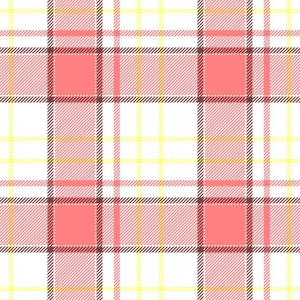white pink yellow check diamond tartan plaid fabric seamless pattern texture background  - Photo, Image