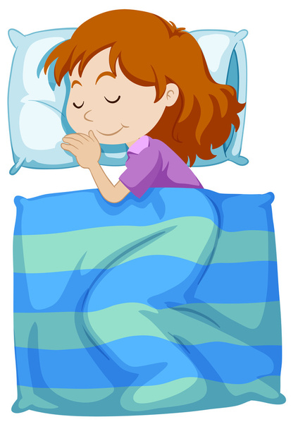 Girl sleeping under blanket - Vector, Image