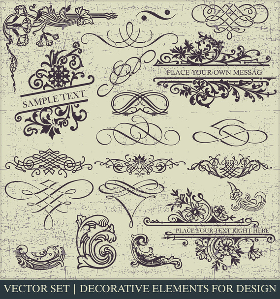 Vector set: calligraphic design elements and page decoration - lots of useful elements to embellish your layout - Vetor, Imagem