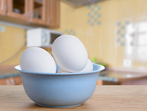 Chicken eggs on table - Foto, Imagem