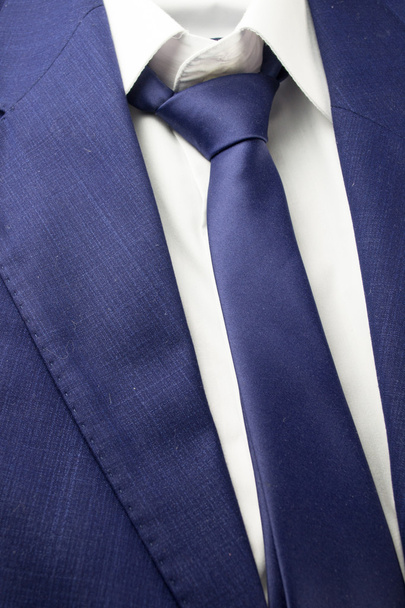 Detail view of business blue suit with tie - Photo, Image