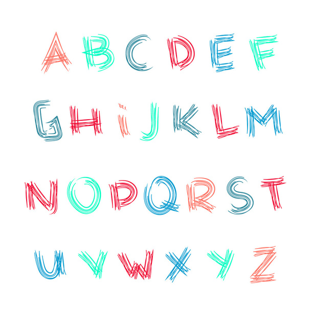 Vector hand drawn alphabet. Brush painted letters3 - Vektor, obrázek