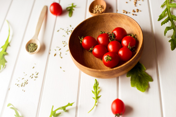 Italian food background with tomatoes - 写真・画像