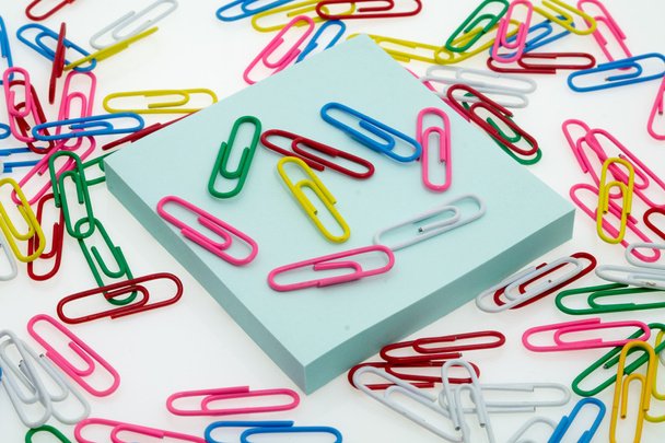 Color paper clips and stickers - Photo, image