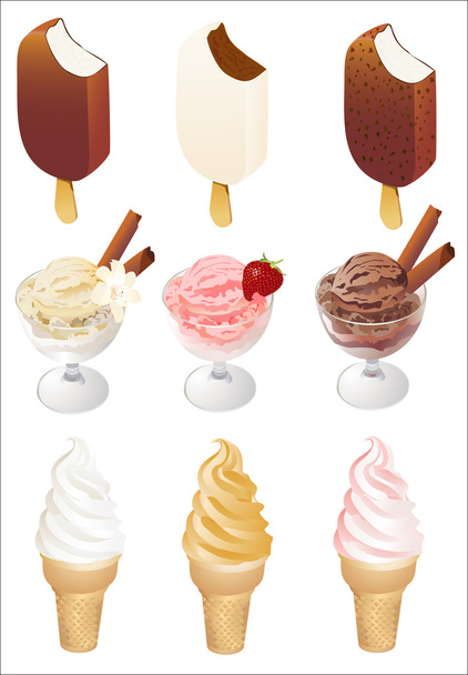 Set of tasty ice cream isolated on white background - Wektor, obraz