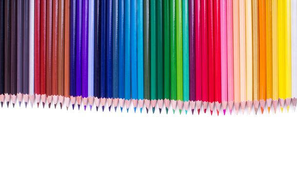 Colour pencils isolated on white background close up - 写真・画像