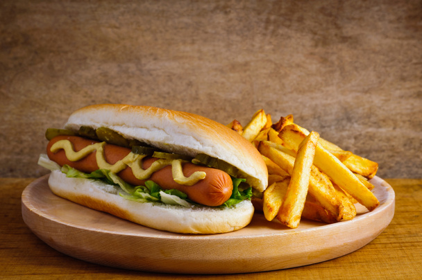 Hot dog and french fries - Photo, Image