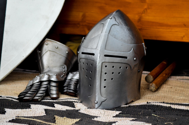 Knights helmet medieval battle tournament history - Foto, imagen