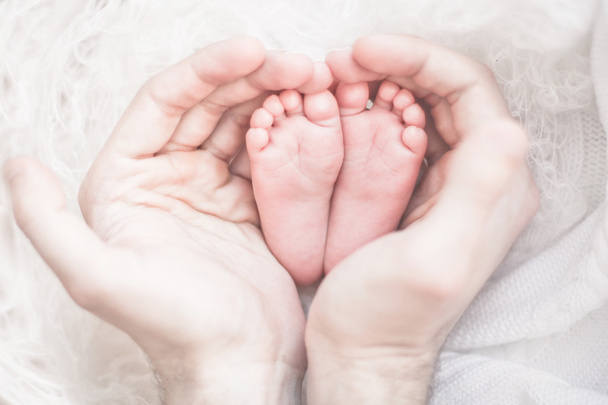 Baby feet in the father hands - Photo, Image