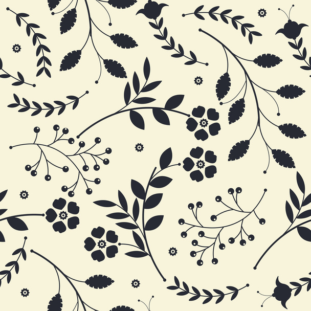Бесконечный узор с букетами цветов и листьев
 - Вектор,изображение
