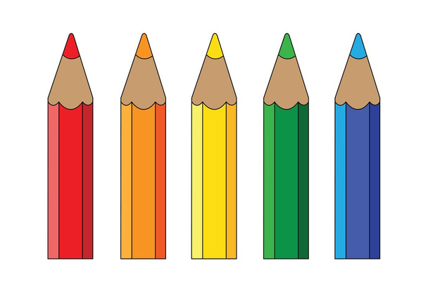 πέντε χρωματιστά μολύβια - Διάνυσμα, εικόνα