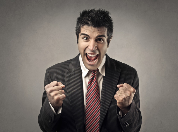 Happy businessman shouting - Фото, изображение