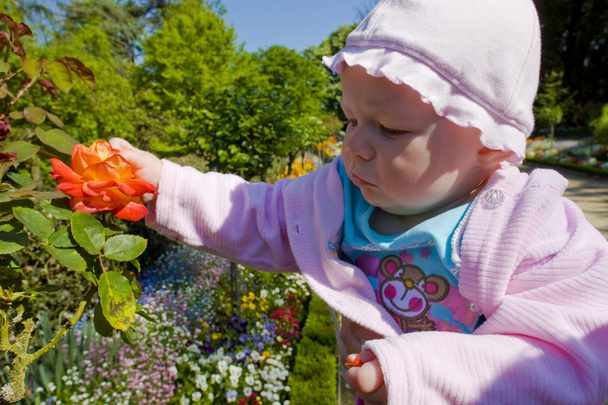 πορτρέτο του μωρό κορίτσι στον κήπο - Φωτογραφία, εικόνα