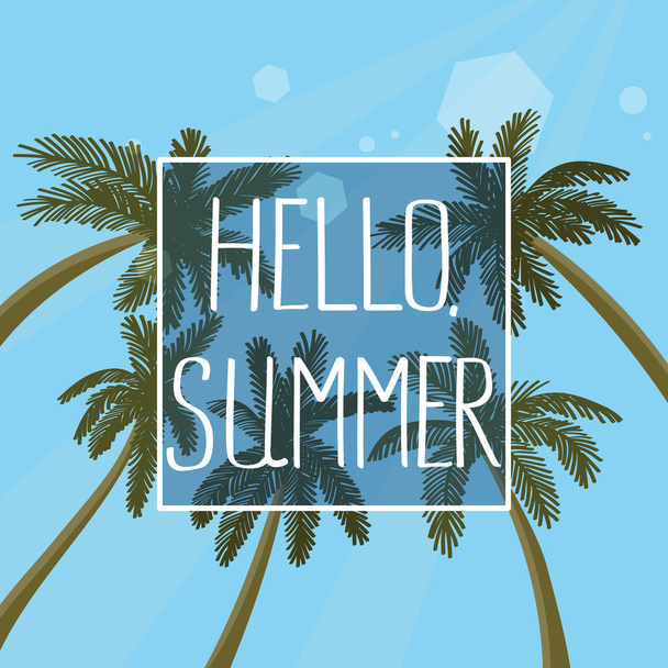 Palm trees background with blue sky. - Vector, imagen