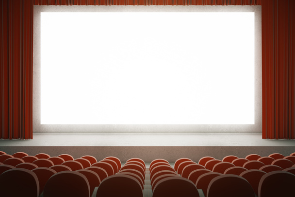 Cine rojo con pantalla en blanco
 - Foto, imagen