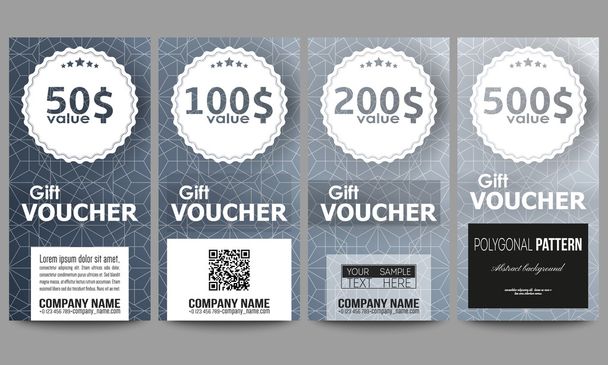 Set of gift voucher templates. Abstract floral business background, modern stylish vector texture - Vector, Image