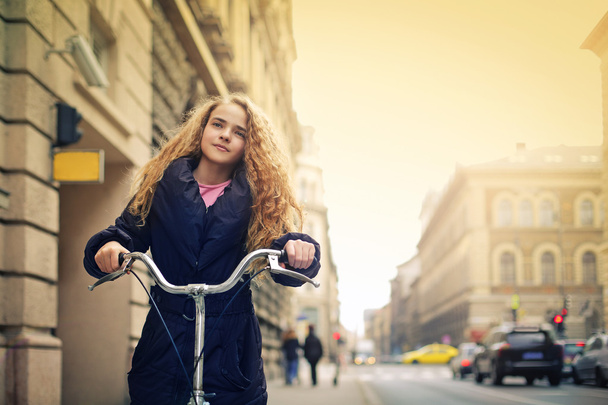 Girl with bike - Valokuva, kuva