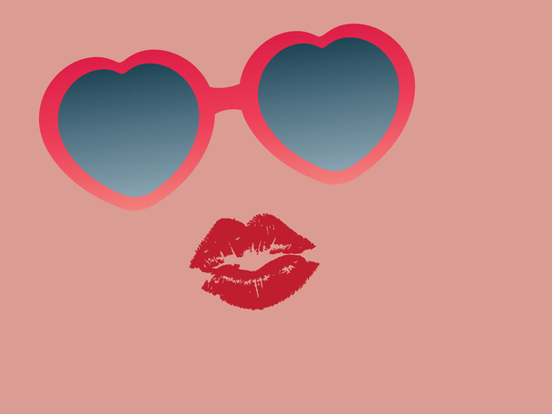 glasses and lipstick mark - Vecteur, image