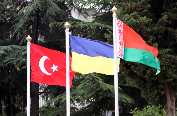 Banderas de Turquía, Ucrania y Bielorrusia
 - Foto, Imagen