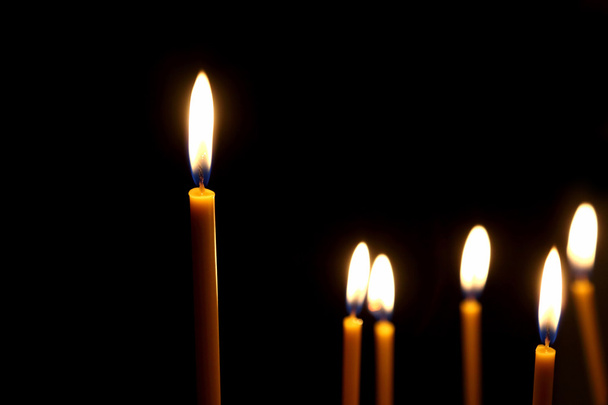 wax candles burning in the dark - Photo, image