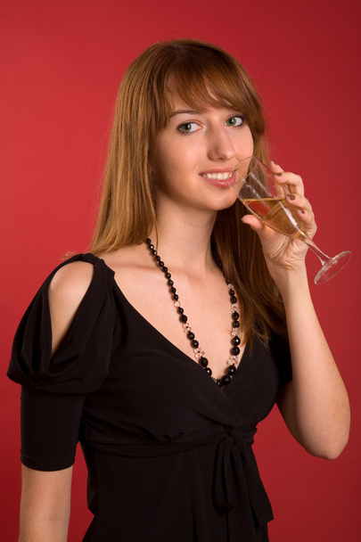 Attractive girl with champagne glass - Фото, зображення